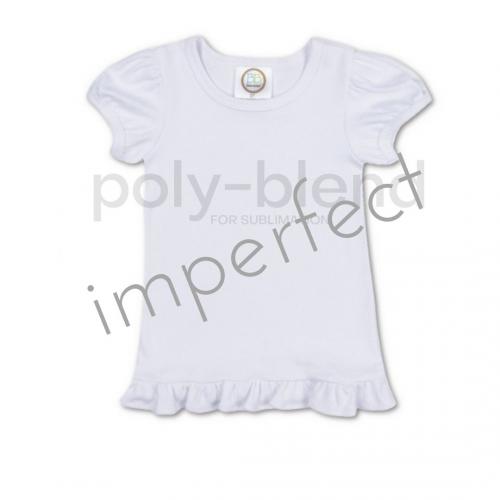 IMPERFECT *Sublimation Blanks* Girl's Short Sleeve Ruffle Tee Shirt - Poly Blend